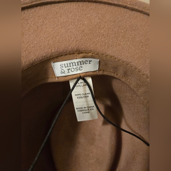 Women's Summer & Rose Wool Fedora Hat with Beige With black Trimming - Picture 7 of 16